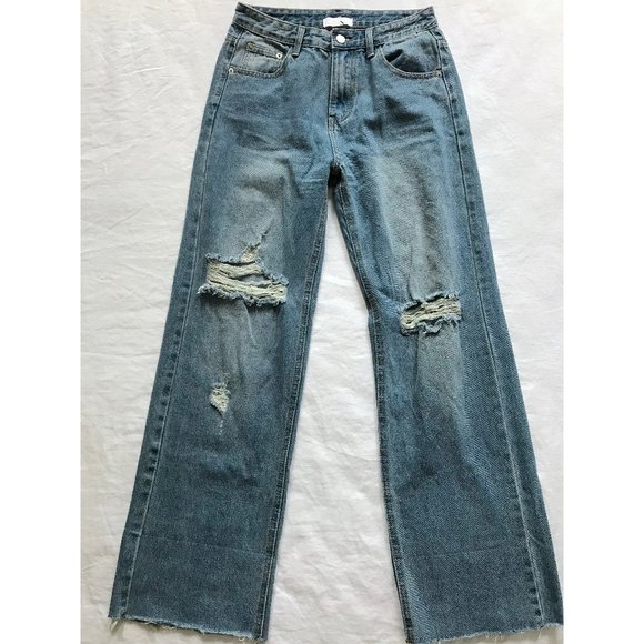 NWT Oak + Fort distressed straight leg jean - Picture 2 of 3